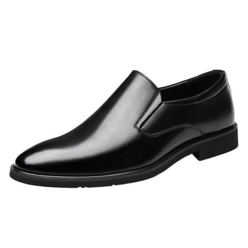 UOPYNE Dress Oxford Formal Shoes for Mens French Leather Comfort Orthopedic Slip On Round Toe Non Slip Block Heel Anti-Slip Slip Resistant Party
