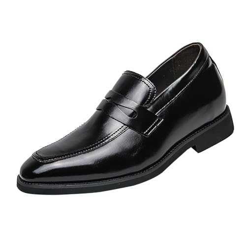 Men's Fashion Breathable Comfortable Formal Business Dress Casual Oxfords Leather Shoes Pointed Toe Comfy Slip-on Flats Lightweight Business Wedding Dress Shoes