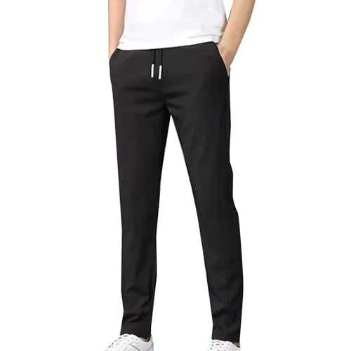 Leisure Trousers Men's Lightweight Men's Trousers Long Easy Iron Summer Trousers Beach Yoga Trousers with Pockets Elastic Waistband Slim Fit Comfortable Sports Trousers Leisure Cargo Trousers