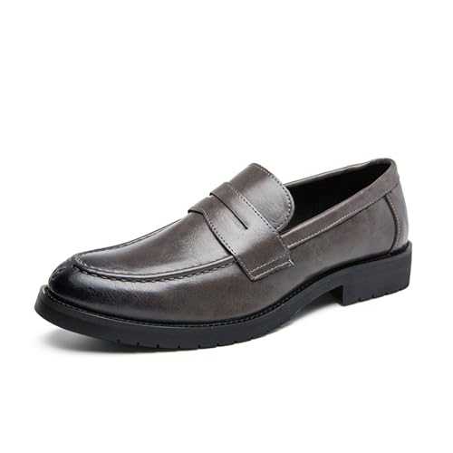 LMUIPMAA Men's Wedding Dress Shoes Slip-On Loafers Formal Leather Shoes for Men