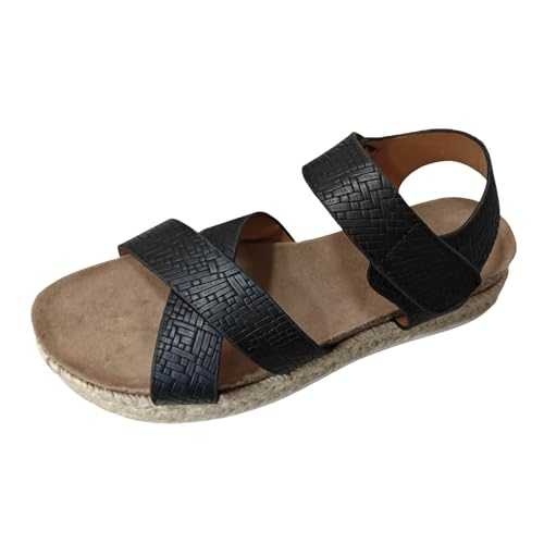 WILLBEST Women Wedges Sandals with Plantar Fasciitis Arch Support Sling-Back T-Strap Mid Heels Stylish Adjustable Sparkle Summer Shoes Sandals