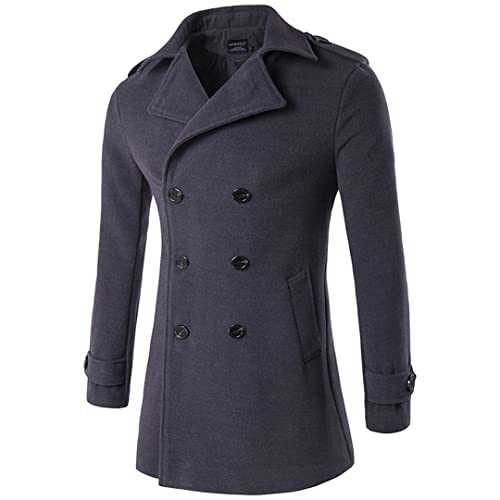 Dsimilarl Men's Wool Coat Autumn Winter Casual Thicken Coats Double Breasted Woolen Coat Men Windbreaker Jacket