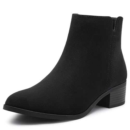 MIXIN Women's Fashion Ankle Wedge Boots Classic Booties Chunky Heel Slip On Zipper Shoes