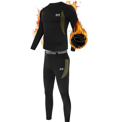 MEETYOO Men's Thermal Underwear Set, Wicking Long Johns Quick Dry Base Layer Sport Compression Suit For Workout Skiing Running Hiking