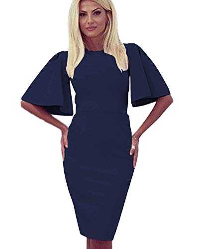 Zshujun 1950's Women's Vintage Stretchy Work Casual Bodycon Sheath Pencil Dress for Women 1189