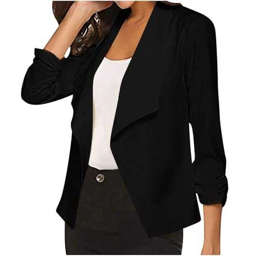 Blazers For Women Uk Smart Coat Women Plus Size Suit Jacket Business Casual Formal Jacket Long Sleeve Open Front Jacket Elegant Party Office Wear Coats Work Suit Cardigan Dress Tops