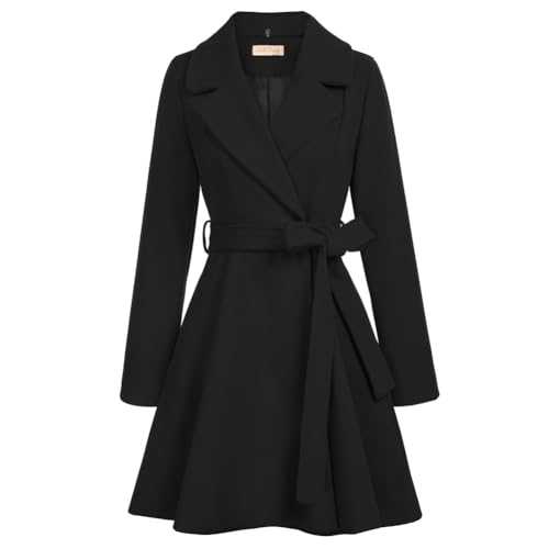 Belle Poque BP0590A22 Women's Vintage Wool Fabric Coats Elegant Business Coat with Lapel Collar
