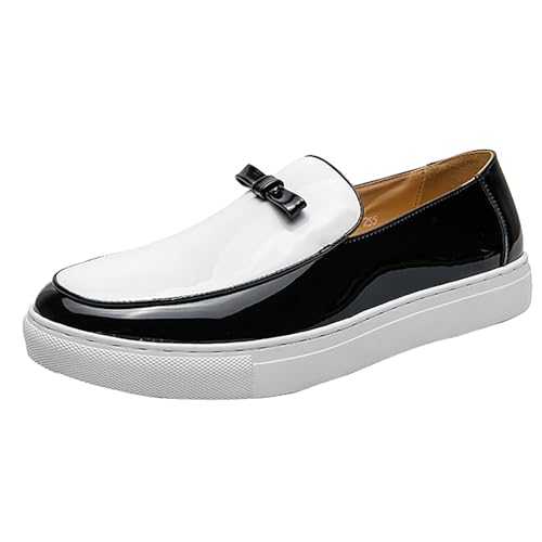 TDEOK Oxford shoes for men, fashionable leather shoes, comfortable loafers, flat wedding shoes, casual business shoes, low shoes, casual shoes, driving shoes, two-colour, matching colour, round toe