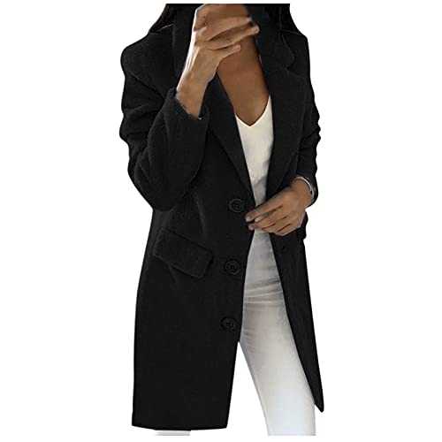 Ladies Casual Coats Clearance, Women Vintages Warm Faux Coat Cardigan Winter Solid Blazer Outerwear Sale UK Women Loose Cardigans Shirt Coat Jackets Trench Topcoats Promotion