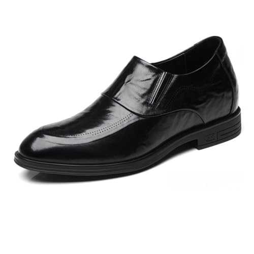 VIBLiSS Mens Elevator Shoes Slip on Leather Invisible Height Increasing Driving Oxfords Wedding Formal Business Work Shoes