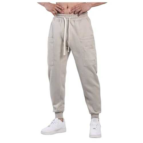 Foweknow Tracksuit Bottoms Men's Leggings Patchwork Sports Trousers Plain Fashionable Chino Trousers Regular Comfortable Jogging Bottoms Outdoor Bodybuilding Mountaineering Trekking Trousers with
