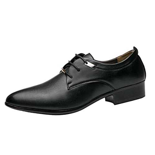 Men's Fashion Leather Heel Shoes Classic Oxfords British Retro Style Pointed Toe Business Casual Pointed Toe Comfortable Lightweight Leather Simple Shoes