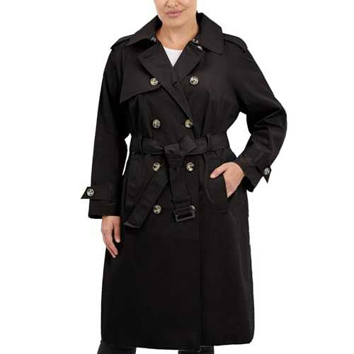London Fog Women's Midi-Length Plus Size Trench Coat Raincoat