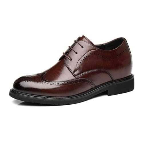UKUBOXBAG Mens Oxford Elevator Shoes, Breathable 3.1 Inches Taller Dress Shoes Invisible Height Increasing Leather Shoes for Men