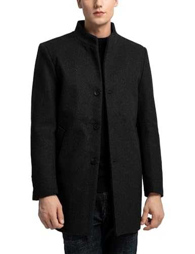 Sukany Men's Casual Wool Blend Jacket Trench Coat Single Breasted Slim Fit Pea Coat Winter Warm Business Overcoat