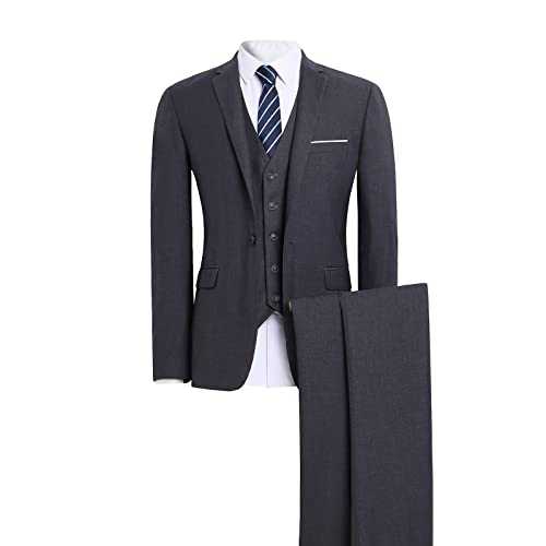 Men Suits 3 Piece Slim Fit, Wedding Suits for Men Single Breasted Wedding Business Casual Tuxedo Suit Autumn Winter Elegant Suit Blazers Business Wedding Party Coat Formal Suit for Men