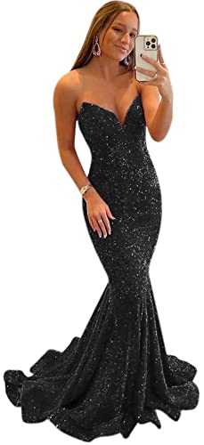 Yuxin Sequin Prom Dresses 2024 Mermaid Homecoming Dress High Split Formal Party Evening Gowns for Women