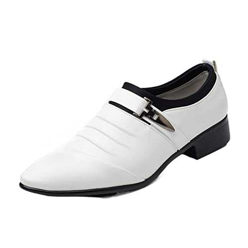 HJUGHPN Formal Shoes For Men Men Shoes Elegant Oxford Shoes for Plus Size Men Formal Shoes Leather Loafers Man Slip on Masculino(White,48)
