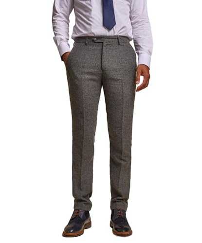 Men's Herringbone Tweed Slim Fit 3 Piece Grey Suit Sold Separately