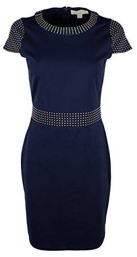 Michael Kors Women's Ponte Stud Sheath Dress-TN-L True Navy