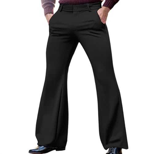 Mens Disco Pants Vintage 60s 70s Bell Bottom Pants Relaxed Stretch Dress Trousers Slim Fit Flared Slim Fit Flared Bottoms Trendy Wide Leg Trousers