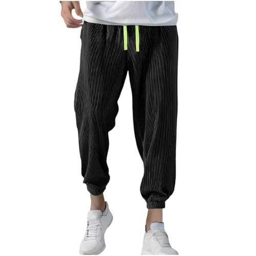 BVEBJDX Clearance Men's Tracksuit Pant UK, Man Gym Joggers Sweatpants Causal Pants Loose-Fit Running Trousers Solid Color Stripe Lightweight Sports Trouser Tracksuit Jogging Bottoms with Pockets