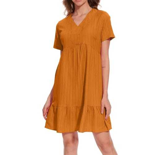 Dresses for Women UK Summer 2025 Sleeveless V Neck Dresses Fashion Hawaiian Beach Casual Loose Flowy Soft Boho Ruffle A Line Swing 2025 Business Dresse for Women