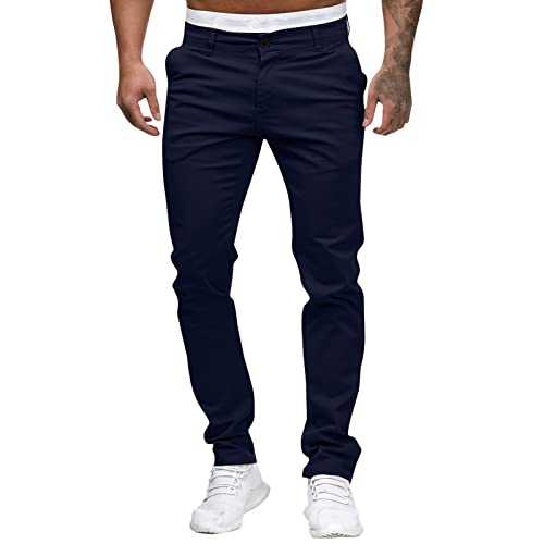 CUTeFiorino Jogging Bottoms Men's Long High Elastic Suit Trousers Belt Hole Cosy Quick-Drying Lightweight Breathable Comfortable Fabric Trousers Cotton Warm Work Trousers Sweatpants M-3XL