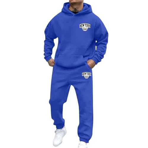 Mens Sportswear Tracksuits 2 Piece Sweatshirt and Joggers for Men Fleece Tracksuit Sets Gym Casual Exercise Running Sport Sweatsuit Athletic Workout Clothes Winter Outfits Xmas