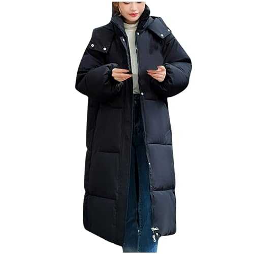 Long Winter Coats for Women UK Clearance Quilted Puffer Jackets Padded Down Coats Windproof Waterproof Trench Coats Hooded Oversized Zip Up Overcoats Warm Coats Thicken Outerwear