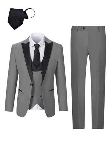 Stritra 3 Piece Men's Suits,One Button Slim Fit Mens Suit,Double Breasted Suits for Men with Tie,Prom Bussiness Solid Suit