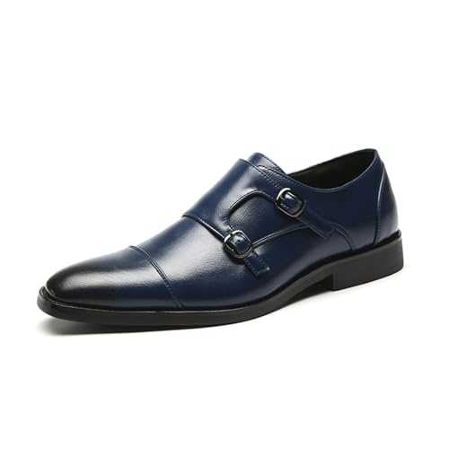 Mens Double Monk Strap Cap Toe PU Leather Dress Shoes Loafers Oxford