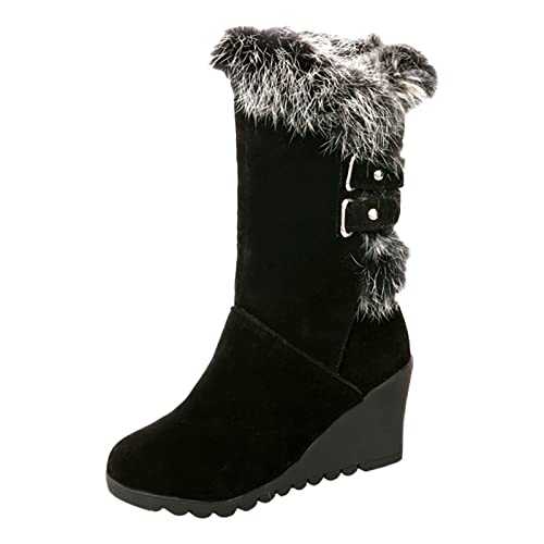Generisch Wellington Boots Women's Combat Boots Women's Winter Boots with Wedge Heel Medium Soft Warm Comfortable Snow Boots Women's Boots with Heel Sexy Vintage