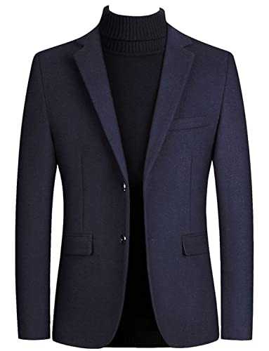 Drkobr Men's Thin Tweed Blazer Two Buttons Tuxedo Suit Jacket for Wedding Prom