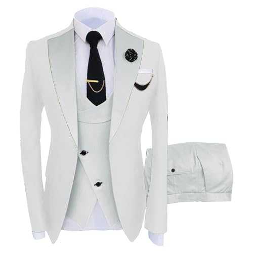 Mens 3 Piece Suit Slim Fit Suits Notched Lapel One Button Blazer Vest Pants Formal Business Wedding Prom Suits
