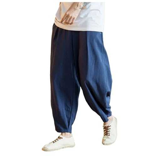 Cropped Trousers for Men UK Men'S Cotton Linen Trousers Casual Trousers with Elastic Waist Men Loose Fit Trousers Joggers for Kids Age 10-11 Mens Trousers Camo Combat Trousers Cotton Multiple