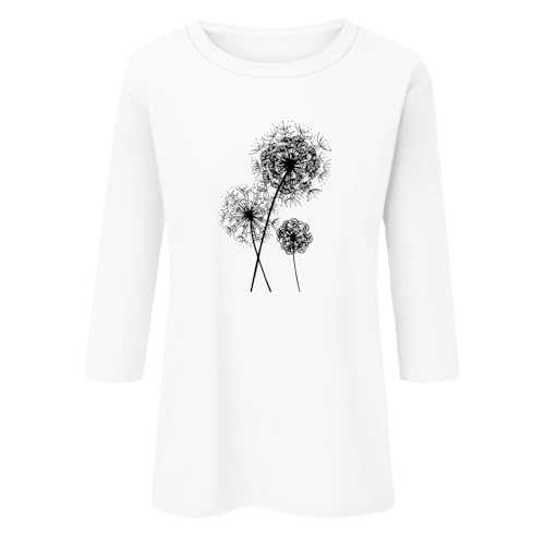 HOOUDO Women Short Sleeve Round Neck Blouse Elegant Graphic Henley Shirts Oversized Loose Tee Lagenlook Comfy Clothes for Workout
