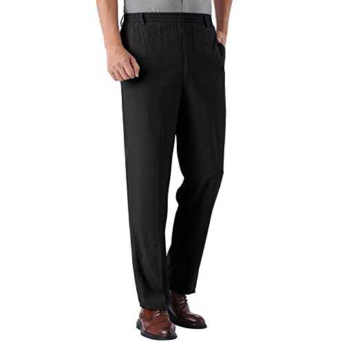 Mens Formal Trousers, Casual Straight Leg Suit Long Pants, Business Office Home Smart Dress Trousers, Flat Front Waist Slim-Fit Wrinkle-Resistant Stretch Smart Work Trousers with Pockets