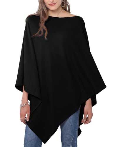 Ladies Button Cashmere Feel Multiway Poncho Shawl Scarf Wrap for Women