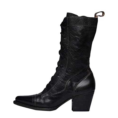 SKTIISN Extra Wide Calf Knee High Boots Women Solid Color Vintage Leather Knee Length Boots Versatile Black Round Head Sleeve Belt Buckle Fashion Boots Cowboy Boots White Calf Boots Women Size