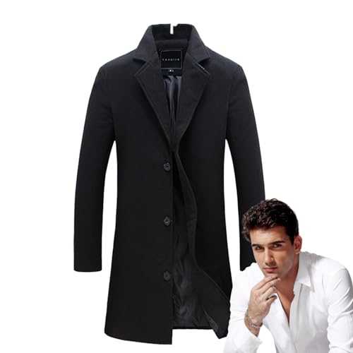 VENCENTE Mens Winter Trench Coat | Wool Long Winter Coat,Long Sleeve Winter Dress Coat Overcoat Slim Fit for Boys, Males, Adults