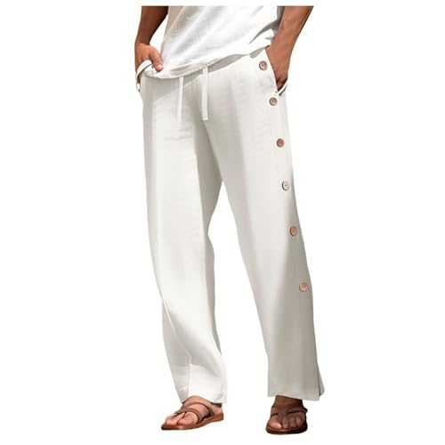 Reha Trousers Men's Side Opening Unisex Training Trousers Sports Trousers Elastic Waistband Tracksuit with Side Button Placket Rehab Trousers Jogging Bottoms Men's Trousers with Side