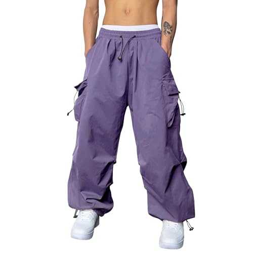 NQyIOS Mens Cargo Pants Baggy Harem Pants Fashion Punk Pockets Jogger Trousers with Chain Harajuku Elastics High Waist Pants Loose Goth Streetwear Y2K Cargo Work Pants Wide Leg Sweatpants