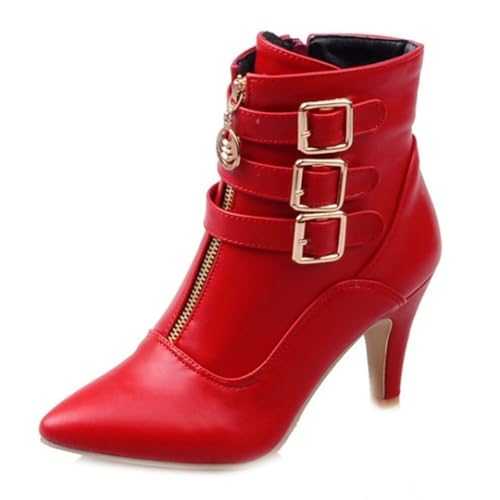 SJJH Chic Fashion Boots with Pointed Toe and High Thin Heel Large Size Ankle Boots for Office Lady