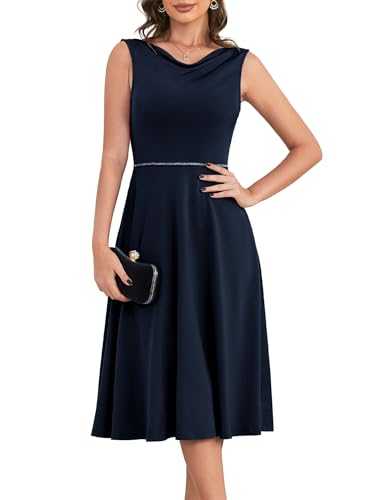 Aupuls Wedding Dress Cowl Neck Party Dresses for Women A Line Midi Dress for Cocktail