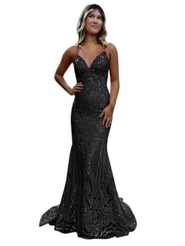 Sparkly Sequin Prom Dresses Mermaid Glitter Long Formal Party Dress for Women HO001
