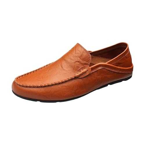 YANFJHV Moccasins Men's Soft Sole Business Shoes, Slip On Oxfords Without Laces Leather Shoes Driving Shoes Comfortable Wedding Shoes Walking Shoes Lightweight Large Size Low Shoes Loafers