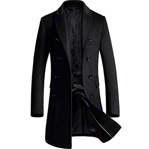 Dsimilarl Winter Wool Coat Men Overcoat Double Breasted Long Trench Coat Casual Woolen Pea Coat Male Fashion Wool Blends Jacket