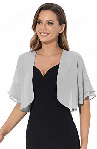 Sepsap Women's Black Chiffon Formal Shrug for Evening Dress