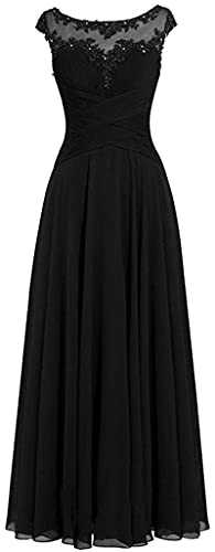 dinavian Women's Scoop Neck Long Chiffon Evening Formal Party Ball Gown Prom Bridesmaid Dress
